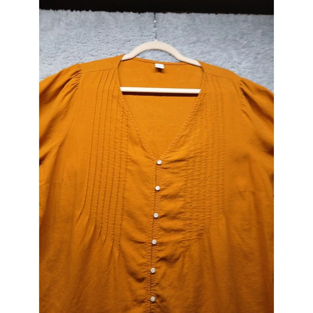 Old Navy Womens Copper Linen Blouse Size XL Button Front Boho Casual Solid